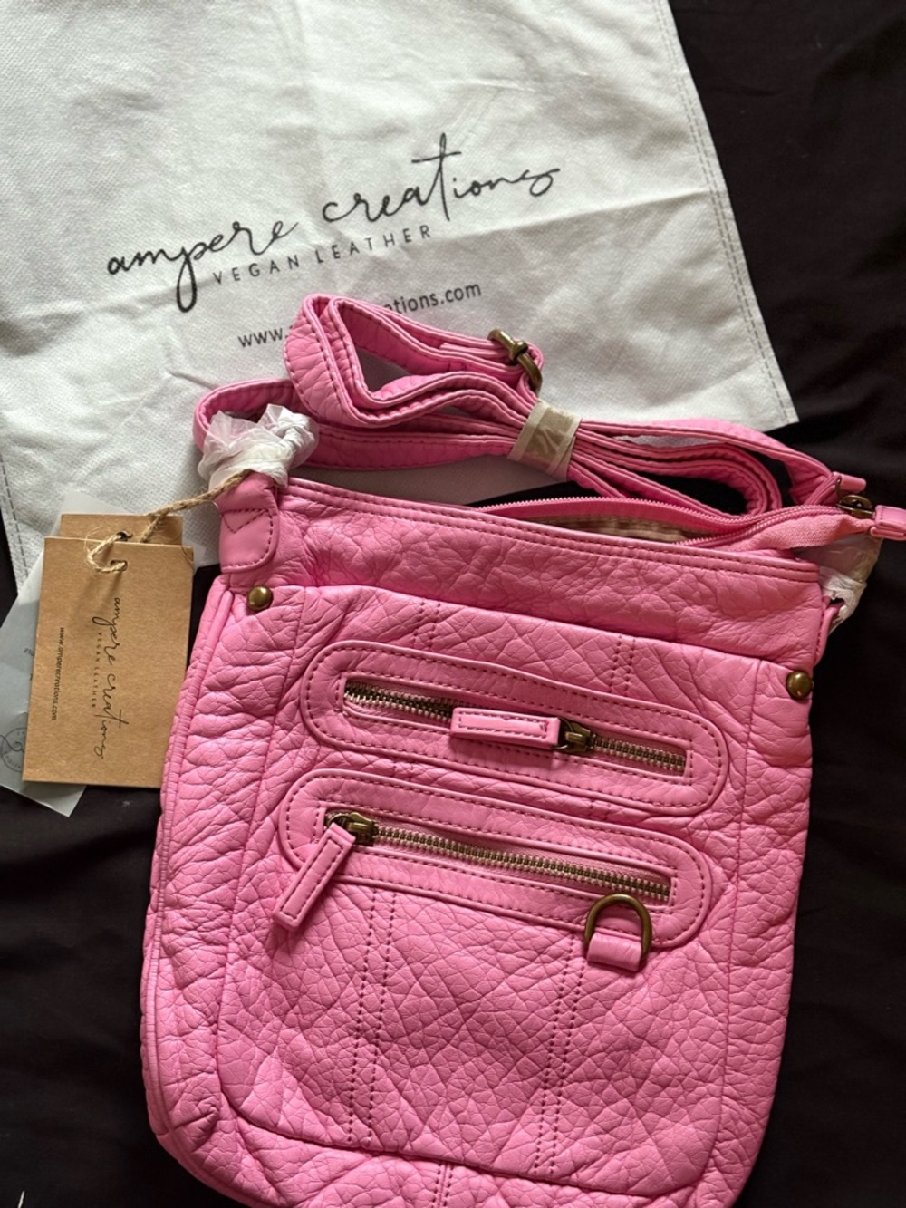Pink Vegan Leather Crossbody Bag